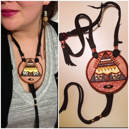 Pyramid Leather Necklace