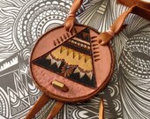 Pyramid Pink Gold Leather Necklace