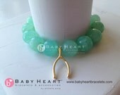 MINT green and gold vermeil WISHBONE BRACELET with hemimorphite