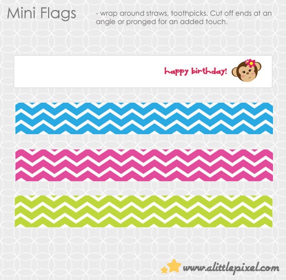 Monky Girl Party Theme Mini Flags Il_170x135