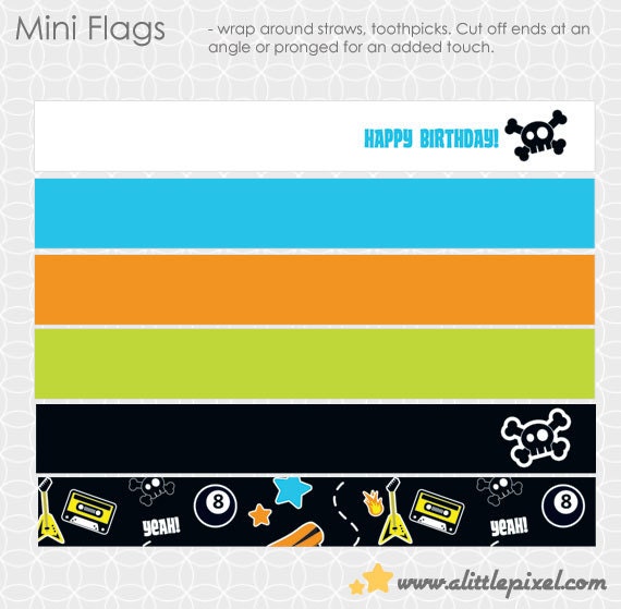 Rock'N Party Theme Mini Flags Il_170x135