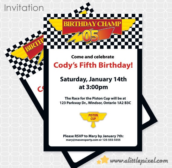 Lightening McQueen-ish Party Invitation - Personalized Printable Il_570xn