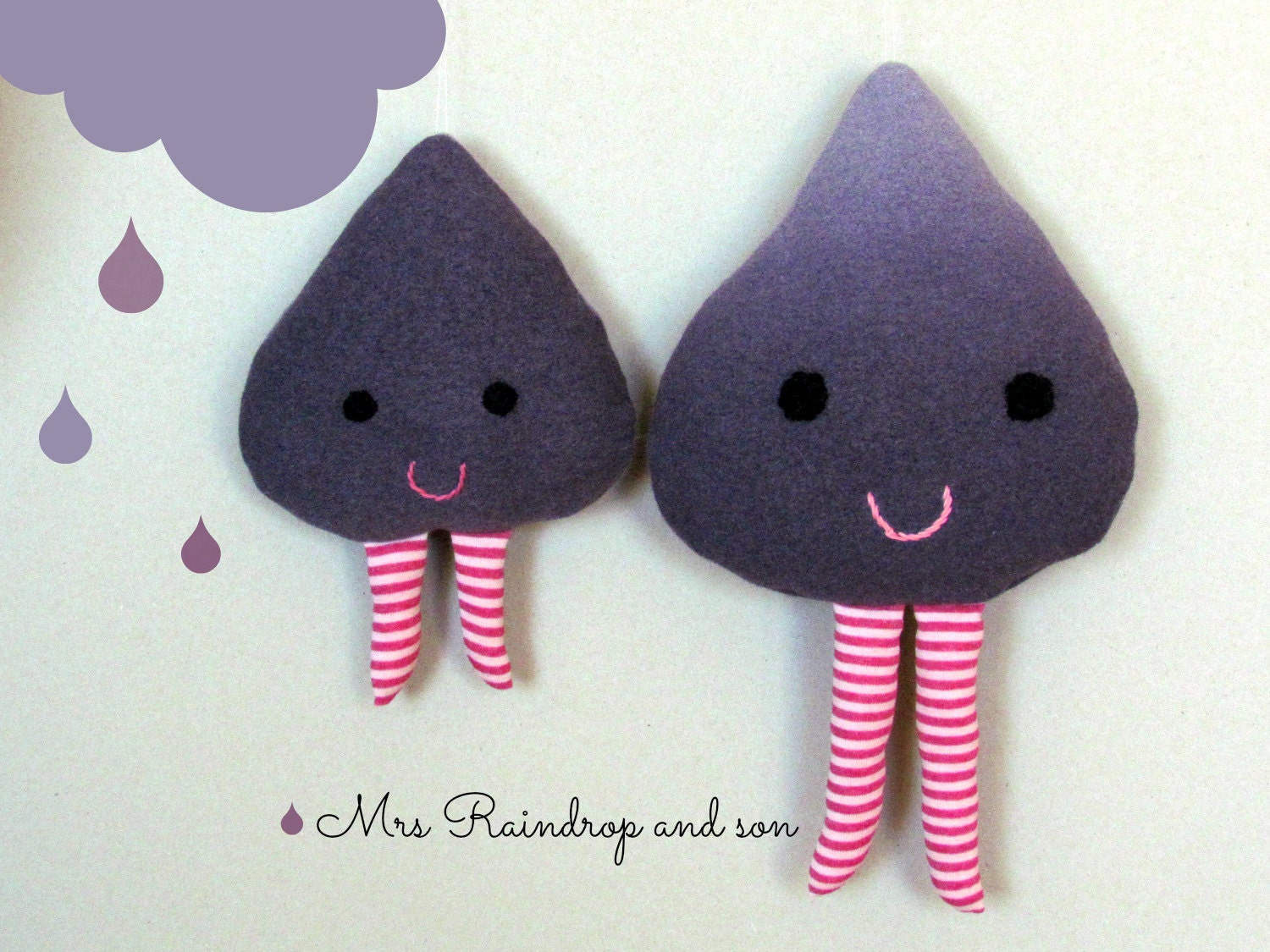 Decorative pillow raindrop and son -  upcycled Plush - Soft and cuddling stuffed plush
