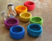 Waldorf Rainbow bowls - felted wool toy - eco-friendly - set of seven