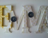 Wooden  letters for nursery in yellow,white and gray
