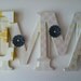 Wooden  letters for nursery in yellow,white and gray