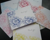Hand Stamped Floral Thank You Note Cards Set of 7