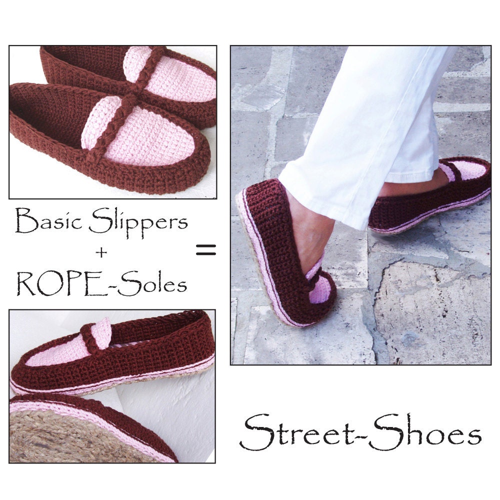 PACKAGE for Loafers - Moccasins Crochet Pattern- and CORD-Soles - Sole Treatment for Street Wear - Instant Download
