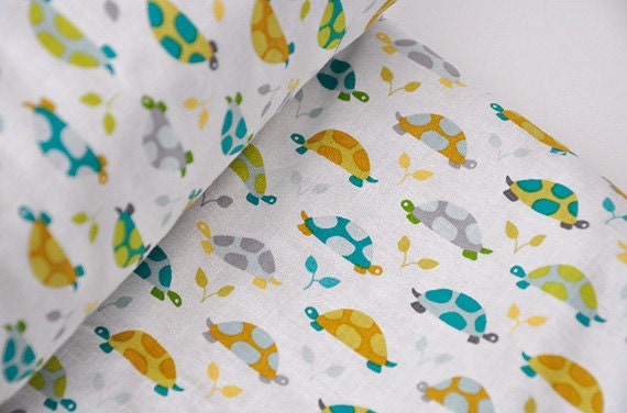 Baby Blanket, Turtle Parade and Gray Bubble Dot Minky