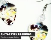 CUSTOM ORDER Guitar Pick Earrings - Character or Photo of your choice - Free Domestic Shipping