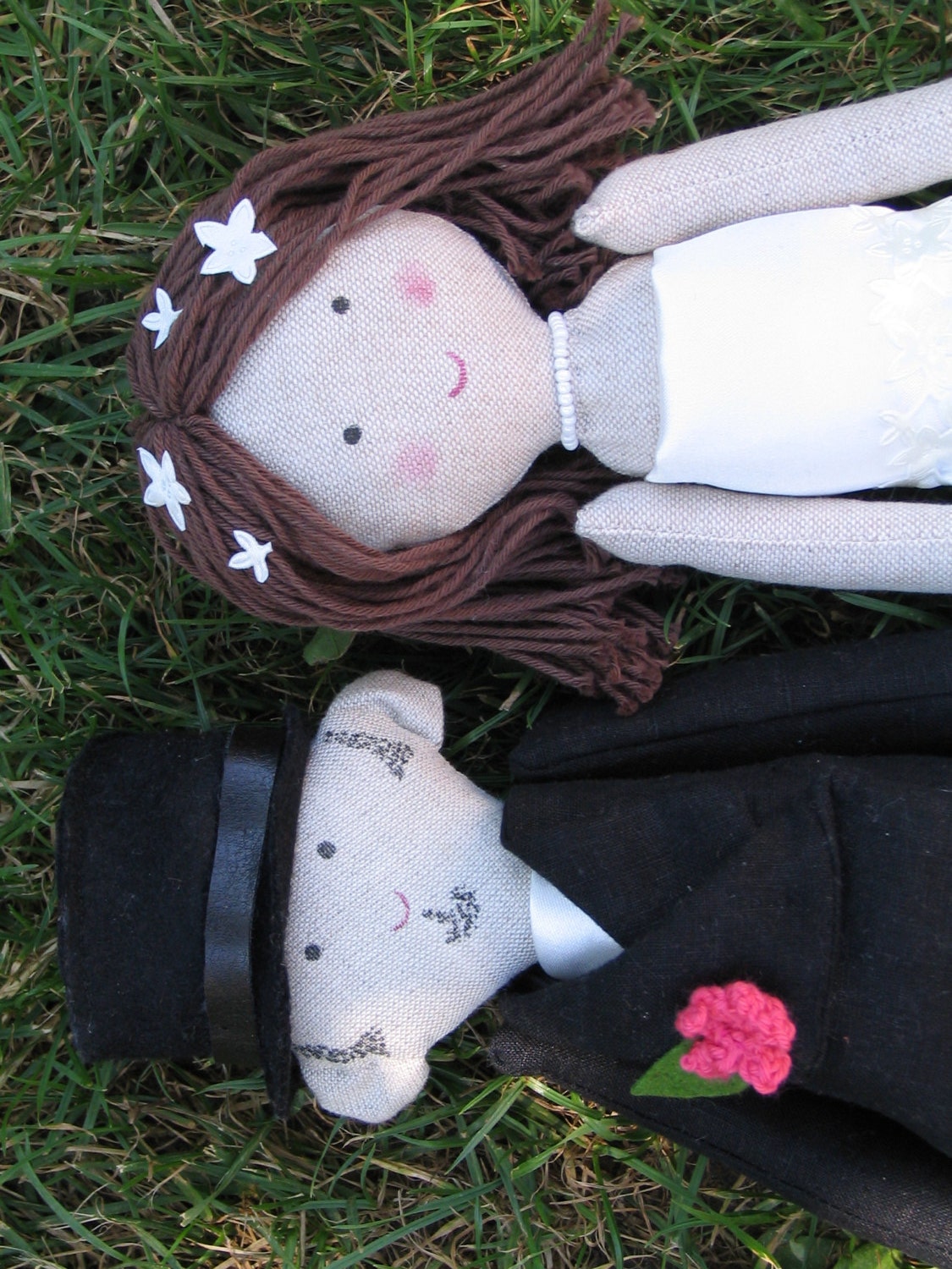 Wedding ragdolls, custom personalized ragdolls, bride and groom ragdolls, just married dolls, dolls made from photo, wedding couple dolls