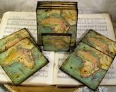 Map Coaster Holder Napkin Holder Old World Map of Africa Gold Stained and Antiqued Map Decoupage Art Teachers Historians World Travelers