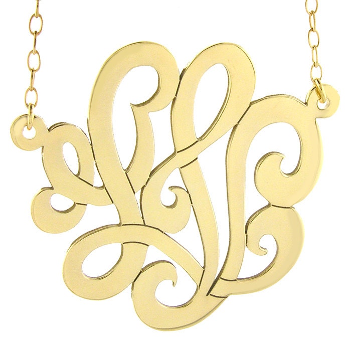 Monogram necklace -1 inch in diameter- Sterling Silver-18k rose  gold plated - Personalized - Any Initial