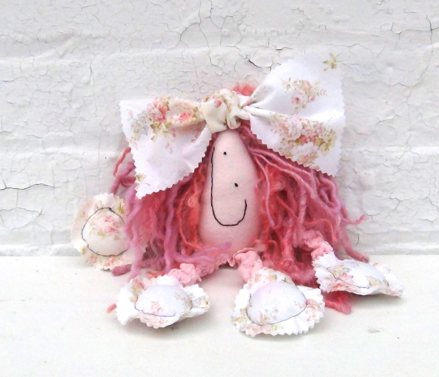 Shabby Chic Pink Rag Doll "Hey, Judy" Little Charmer Handmade by GoHeyJudy