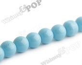 1 Strand of Aqua Blue Glass Faux Pearls,  Pearl Beads, Approx 70 Beads / Strand, 12mm Round, 1mm Hole
