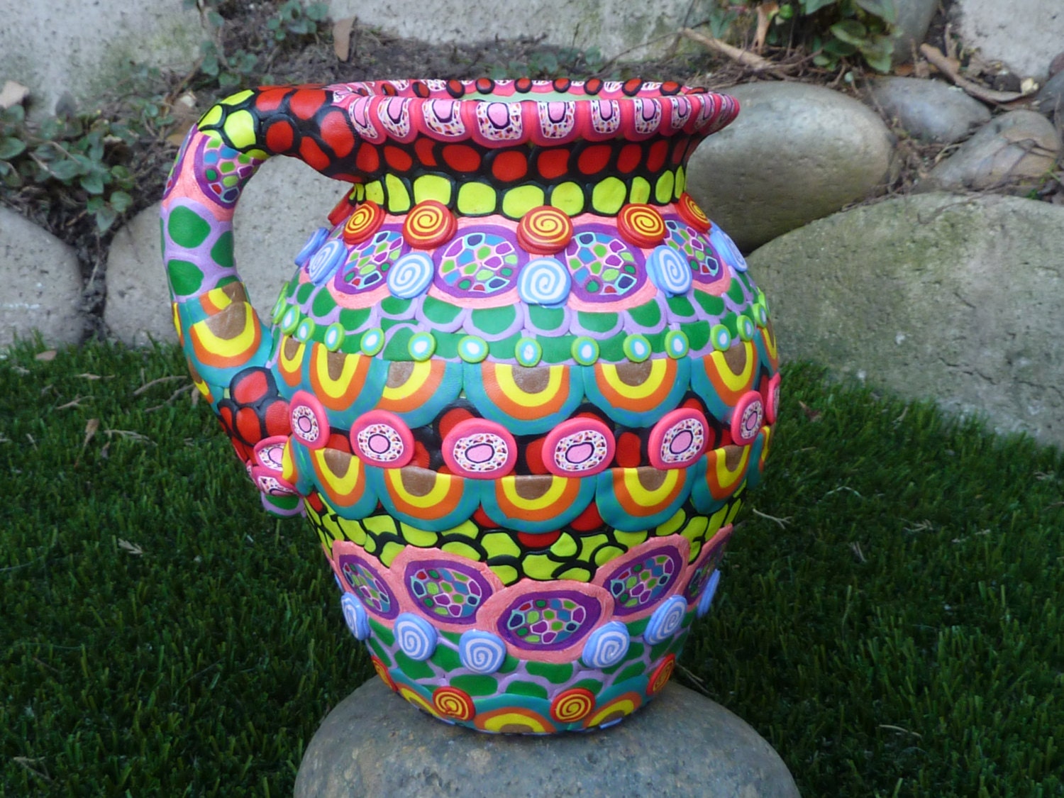 Upcycled Ceramic Pitcher Vase Mosaic Pitcher