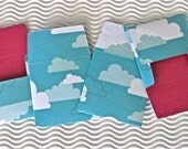 12 teeny tiny miniature square turquoise purple cloud mini envelope note card sets stationery party favors weddings guest book table number