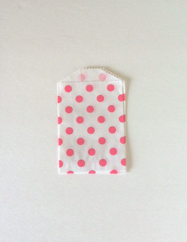 Pink Polka Dot Treat Bags, wedding favor bags, party treat bags, polka dot favor bags, pink favors