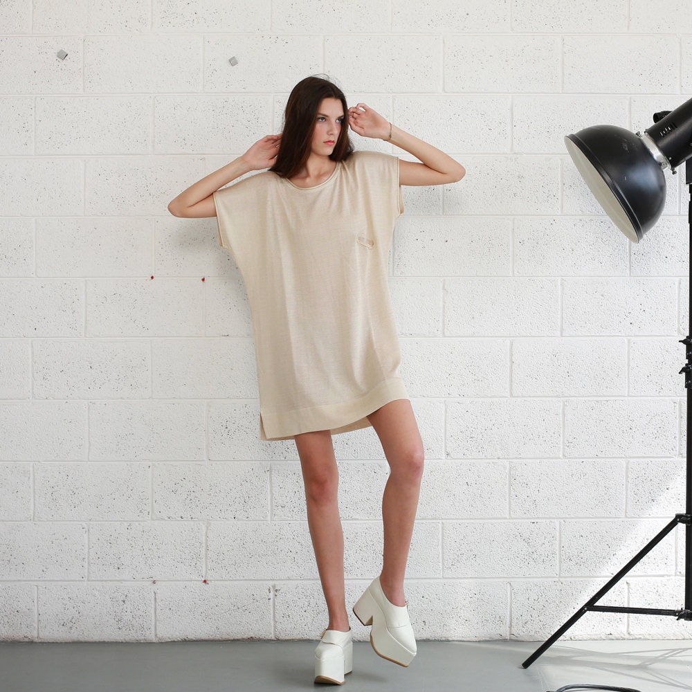 NOW 30% OFF ---  OverSized Knit Dress, Cocktail dress ,Ivory ,Spring Fashion.