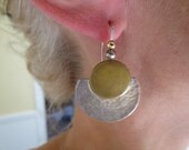 Vintage Handmade Hammered Sterling and Brass Earrings