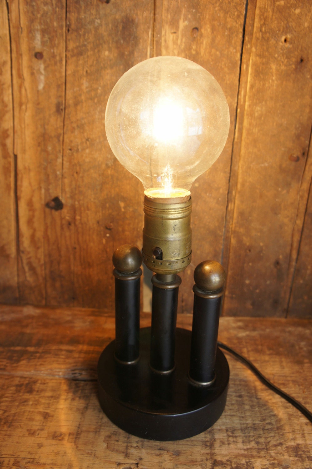 Vintage Light Industrial Lamp Black Brass Guys Room Unique