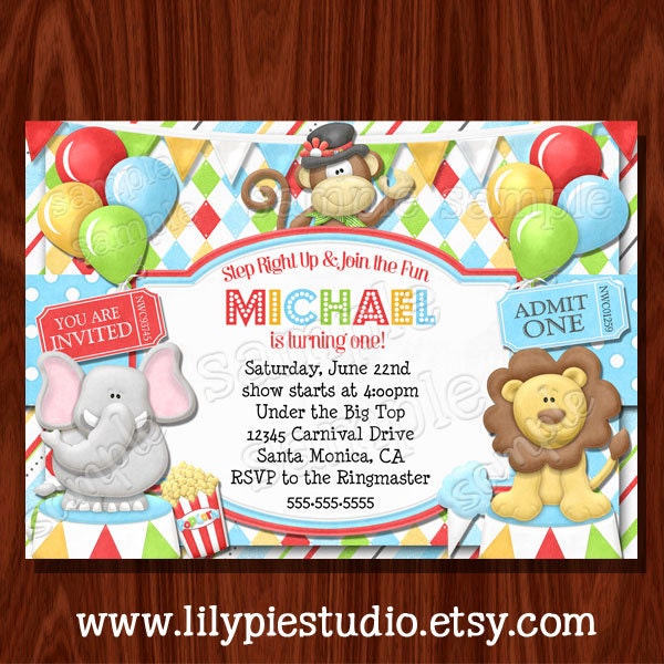 NEW Carnival Circus Birthday Invitation printable digital file Il_570xn