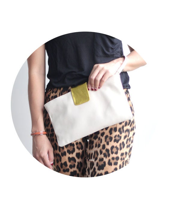 Leather Wristlet with Detachable Wrist Strap in Metallic Gold