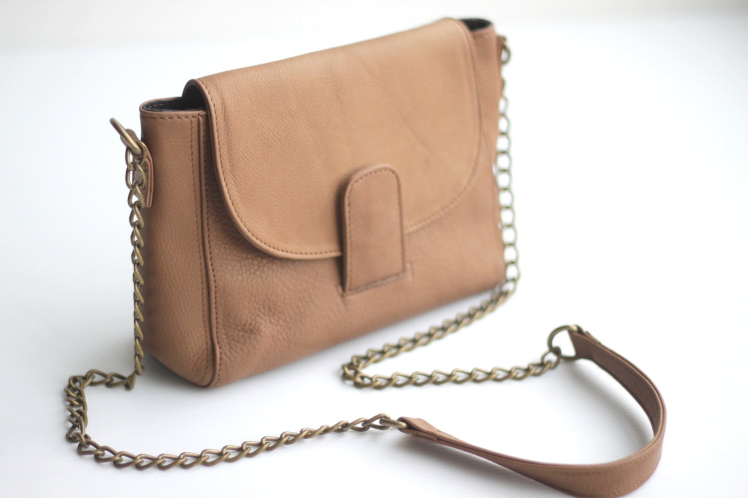 Mini Crossbody Bag with Chain and Leather Strap in Brown Sugar- The Roxy