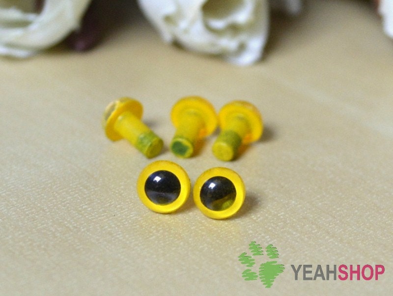 6mm Yellow Safety Eyes / Plastic Eyes - 10 Pairs