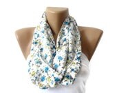 women infinity Scarf, circle scarf, fashion accessories, Loop Scarf, Cowl, Nomad Tube, spring, fall fashion, blue and yellow flowers