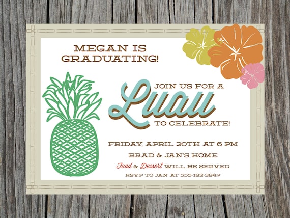 2013 Graduation Invitation Luau Tiki Party Il_570xn