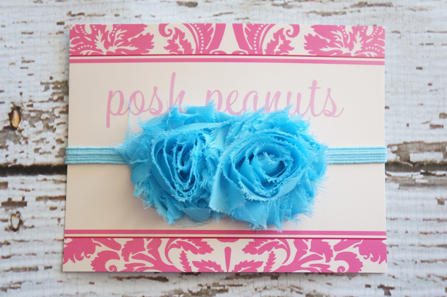 Baby - Baby  headbands - Girls Headbands - 8 colors - 2 Rosettes - Skinny Elastic - Newborn - Turquoise