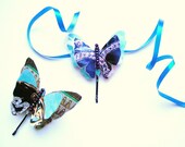 One blue butterfly hair clip / slide / grip / funky hair accessory