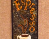 Espresso appliqued quilted mini hanging - FREE SHIPPING