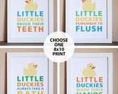 Duck Bathroom Art Print, One 8x10, Unframed