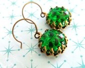 St Patricks Day Green Earrings - Clovers in the Moss Garden