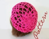 Crochet Pattern Lace and Flower Slouch Hat With Crochet Chart Instant Download