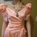 Beautiful Liqued Satin Peach Melon 1980S Formal Dress. Poofy sleeved couture Dress.Prom.Wedding.Theater