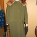 Green Sage Prima JOLIE .Virgin Wool. Double Breasted 1950S Formal Long Coat.Dress Jacke satin lined .Genuine Mink collar .PETITE Large