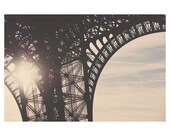 paris eiffel tower arch photo print - whimsical fine art architecture photography, sunset, icon, architecture, cream, blue, pink - 10x8