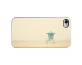 iPhone 4 case retro beach lifeguard tower photo - vintage, mint, green, ocean, sand, whimsical, travel - hard plastic iPhone cover