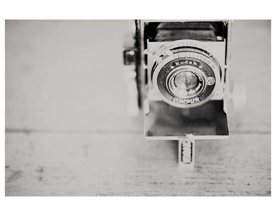 kodak camera black and white photo print - whimsical fine art still life photography, retro, lens, retro - 14x11