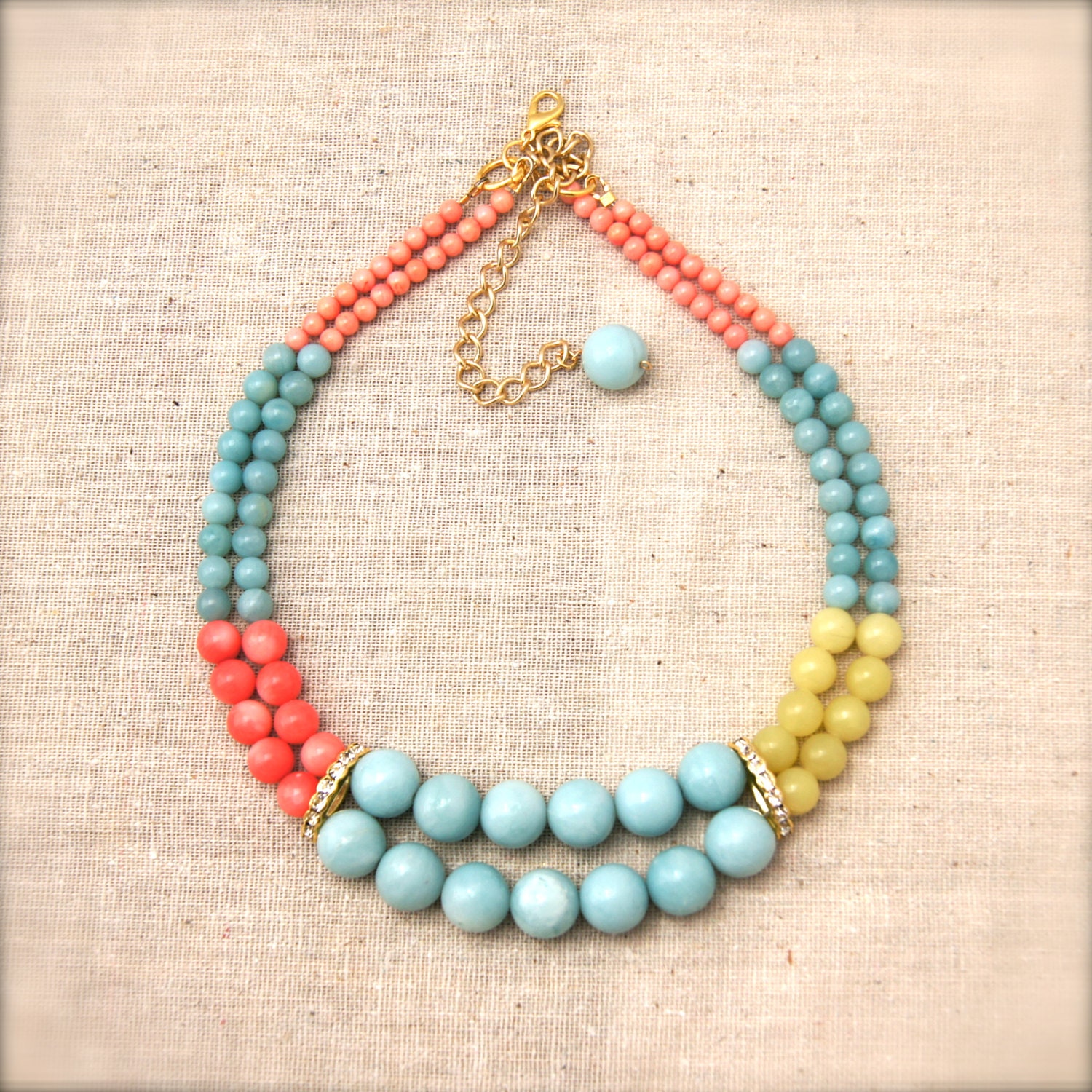 Amazonite and coral necklace