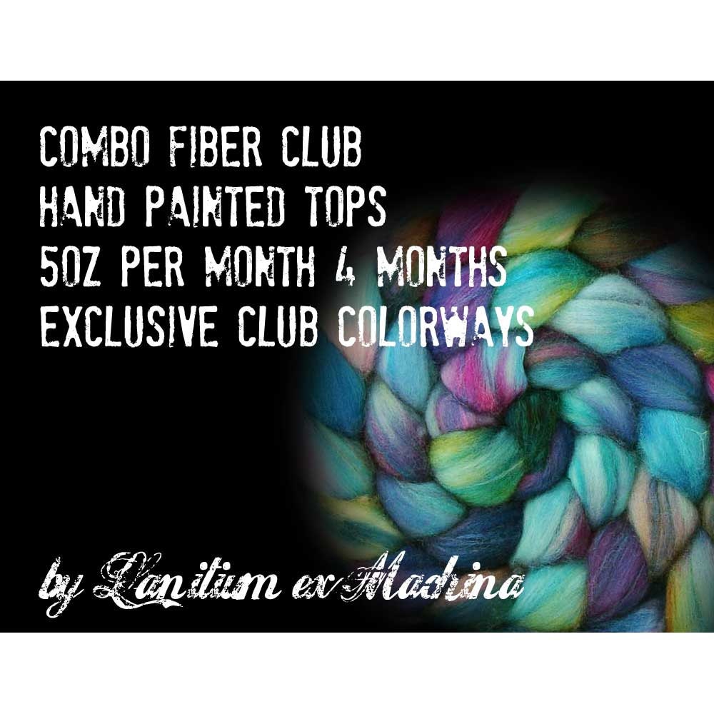 COMBO Fiber Club 4 Months 5oz hand painted top jacob shetland merino polwarth bamboo silk firestar alpaca