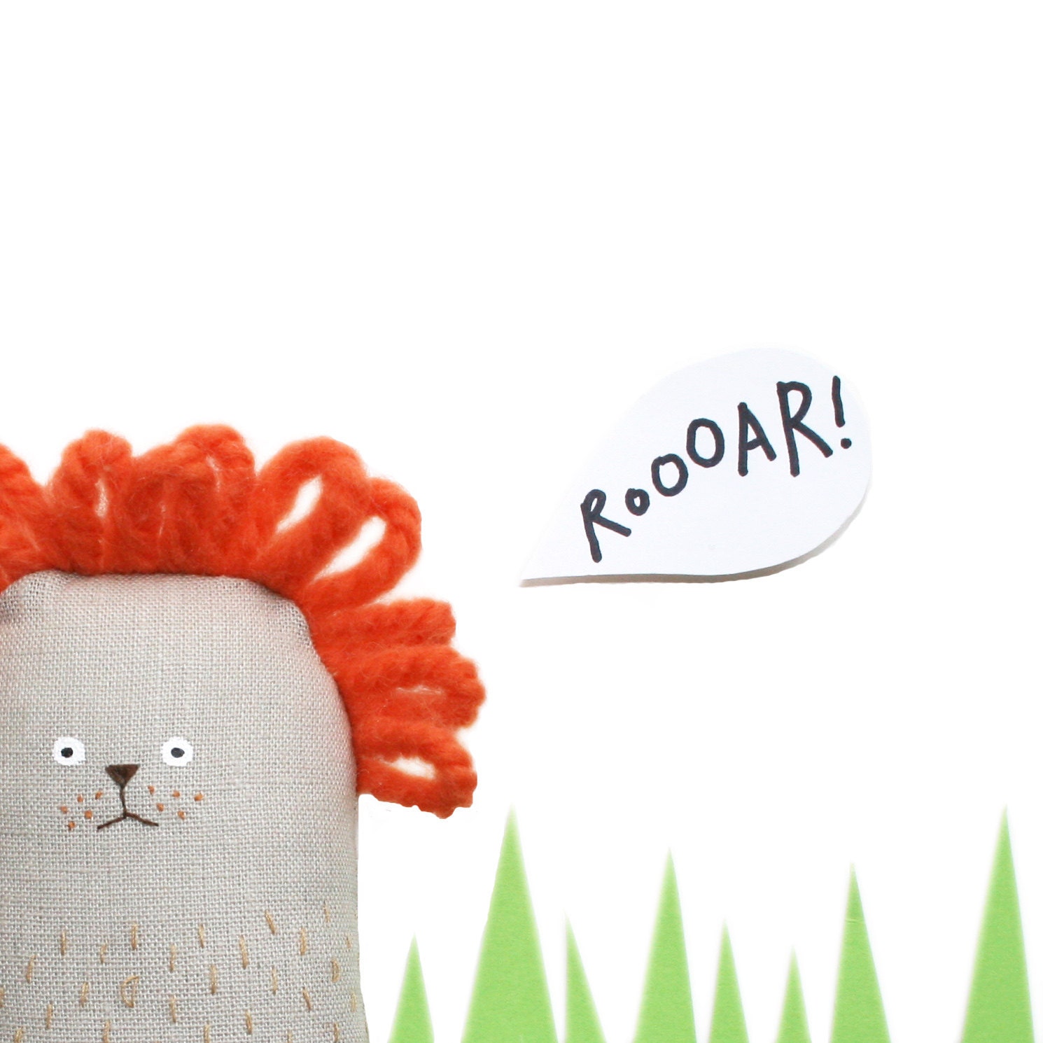 Handmade Toy Lion, Soft Toy Animal, Plush Lion, Fabric Doll, Soft Sculpture, Orange, Creature, Art Doll, Freckles The Lion Poosac