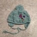 Cashmere Baby Hat with Earflaps and Butterflies - seafoam