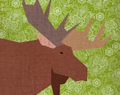 Moose Paper pieced quilt block pattern PDF