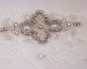wedding garter set / bridal garter / lace garter set with rhinestone - SHELLY