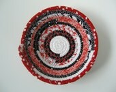 Fabric Basket Bowl Handmade Coiled Multi Purpose Cotton Red Black White