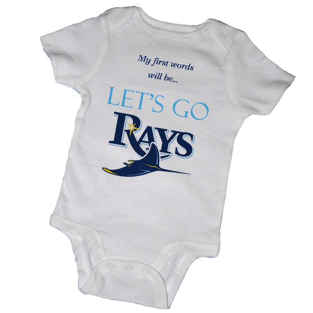 My First Words Will Be 'LET'S GO RAYS' Bodysuits, Baby Shower, Toddler,Tees, Infant, Preemie,Baseball, Newborn, Children, Party Favor, Twins